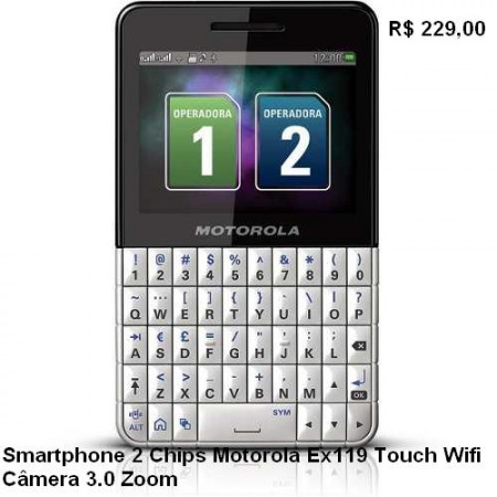 Smartphone 2 chips motorola ex 119 Touch wifi câmera 3.0 Zoom